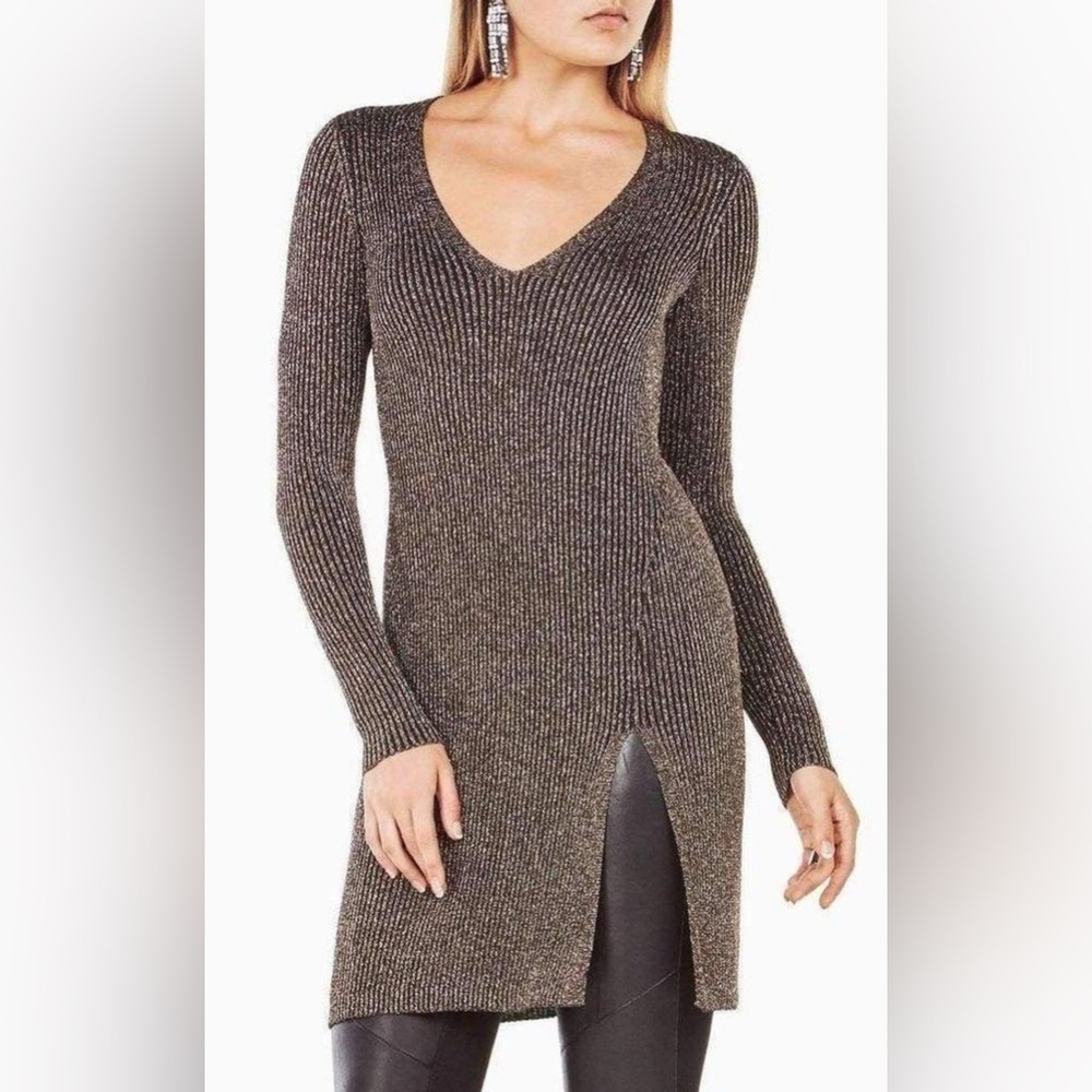 BCBGMAXAZRIA
Macki Metallic V-Neck Tunic Dress Size S